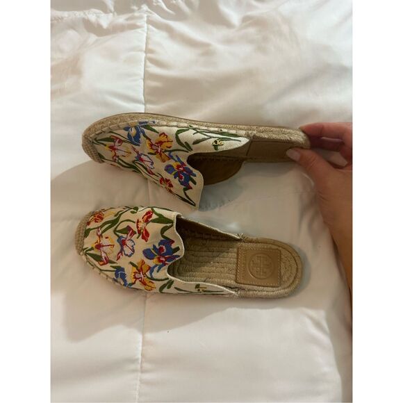 Tory Burch Women's Embroidered Floral Round Toe Mules Multicolor Size 6 - Picture 11 of 12